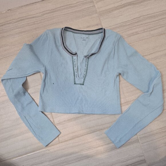 Urban Outfitters Out From Under Go For Gold Baby Blue Seamless Long Sleeve Top - Picture 1 of 5